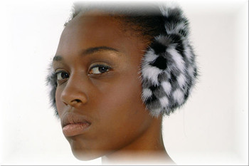 White & Gray Mink Fur Earmuffs White & Gray Mink Fur Earmuffs