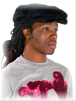 Mink Fur Black Taxi Cap Hat