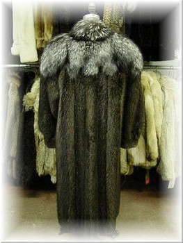 Full Skin Beaver Fur Coat With Indigo Fox