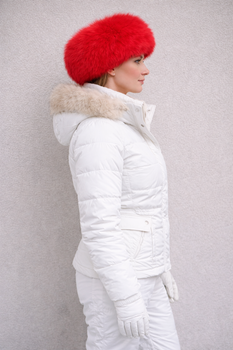 Full Skin Dyed Red Fox Fur Head Wrap Fur Headwrap Full Skin Dyed Padded Grosgrain Lining Velcro Closure Fur Origin: Norway Manufacturing: USA