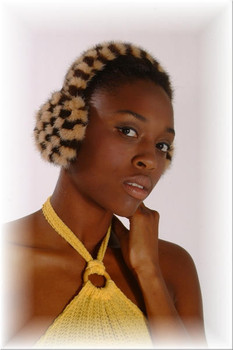 Buy Checkered Winter Mink Fur Earmuffs