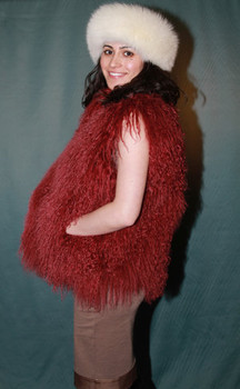 Dyed Red Curly Lamb Fashion Style