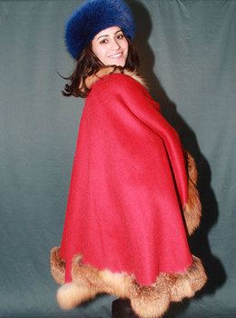 Red Cape with Fox Fur Trim 2 Red Cape with Fox Fur Trim 2