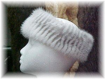 Full Skin Two-Tone Stripe Design Mink Fur Headwrap