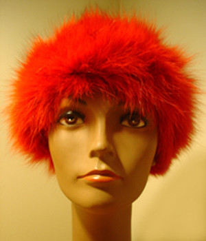 Dyed Red Fox Hat Mink Trim