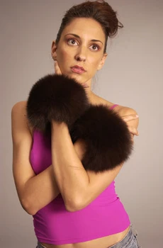 Dyed Brown Fox Fur Cuffs