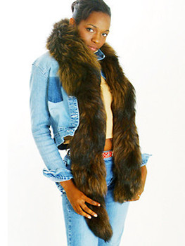 Brown Fox Fur Curly Tail Boa Brown Fox Fur Curly Tail Boa