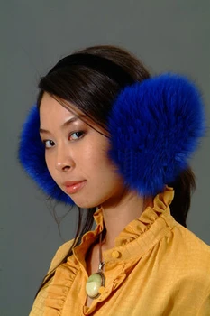 Blue Fox Fur Earmuffs
