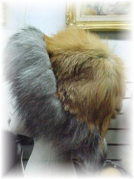 Red Fox Fur Hat with Indigo Fox Trim Red Fox Fur Hat with Indigo Fox Trim
