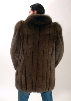 Men's 3/4 Brown Fox Fur Coat