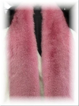 Dyed Dark Pink Full Skin Fox Fur Scarf  Color Shown is Dyed Dark Pink Fox Full Skin Width: ~4" Length: ~60+" Padded Grosgrain Lining Fur Origin: Norway Manufacturing: USA