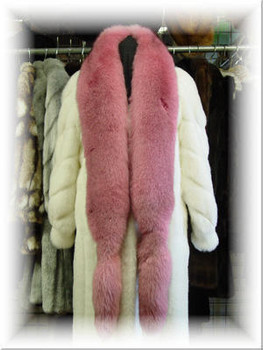 Dyed Dark Pink Full Skin Fox Fur Scarf  Color Shown is Dyed Dark Pink Fox Full Skin Width: ~4" Length: ~60+" Padded Grosgrain Lining Fur Origin: Norway Manufacturing: USA Dyed Dark Pink Full Skin Fox Fur Scarf  Color Shown is Dyed Dark Pink Fox Full Skin Width: ~4" Length: ~60+" Padded Grosgrain Lining Fur Origin: Norway Manufacturing: USA