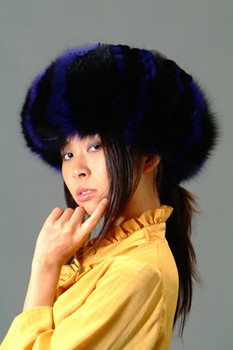 Dyed Black & Blue Fox Fur Headband