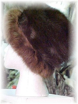 Brown Fox Fur Hat with Light Brown Fox Trim
