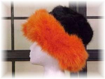 Ranch Mink Fur Hat with Dyed Orange Fox Fur Ranch Mink Fur Hat with Dyed Orange Fox Fur