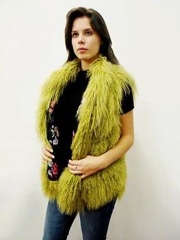 Green Fur Curly Vest