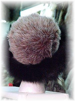Gray Faux Fur Hat with Black Fox Fur Trim Gray Faux Fur Hat with Black Fox Fur Trim