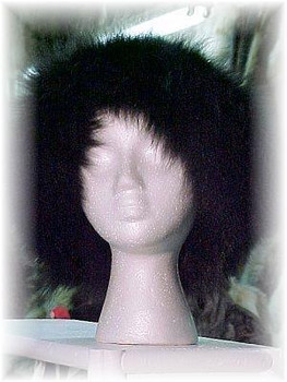 Gray Faux Fur Hat with Black Fox Fur Trim