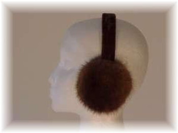 Dark Mahogany Mink Fur Earmuff with Brown Vinyl Dark Mahogany Mink Fur Earmuff with Brown Vinyl