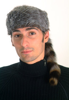 Gray Faux Fur Unisex  Raccoon Tail "Daniel Boone"
