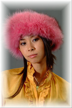 Dyed Pink Fox Fur Head Wrap Full Skin Dyed Pink Fox Fur Head Wrap Full Skin