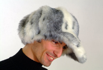 Gray White Faux Fur Cap Style Raccoon Gray White Faux Fur Cap Style Raccoon
