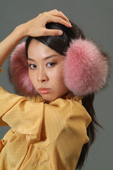 Pink Fox Fur Earmuffs