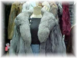 Indigo Fox Fur Jacket with Full Skin Fur Collar