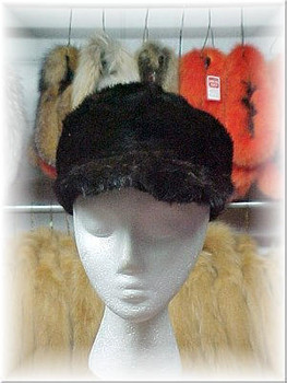 Full Skin Black Mink Fur Cap