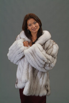 Natural Blue Fox Fur 3/4 Jacket 1 Natural Blue Fox Fur 3/4 Jacket 1