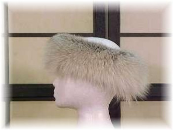 Full Skin Light Cross Fox Fur Head Wrap