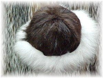Full Skin Beaver Fur Hat with Blue Fox Trim Full Skin Beaver Fur Hat with Blue Fox Trim
