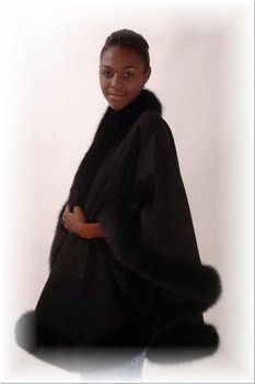 Black Fur Cape with Fox Fur Trim Black Fur Cape with Fox Fur Trim