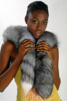 Indigo Fox Tail Fur Boa