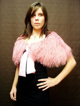 Pink Curly Lamb Shawl Ladies length 18" Sleeve 19" Cross back 13 1/2" Sectional Fur Origin: Norway France Manufacturing: USA