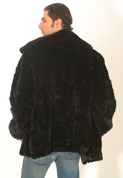 Men's Black Mink Fur Bomber Jacket