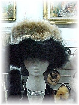 Full Skin Russian Lynx Fur Hat with Black Fox Fur Trim