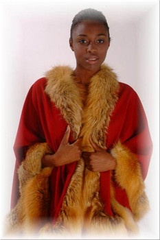 Red Cape with Fox Fur Trim Red Cape with Fox Fur Trim