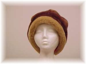 Brown Faux Fur Hat with White Faux Fur Trim