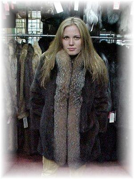 Full Skin Mahogany Mink Fur 3/4 Jacket with Crystal Fox Fur Collar
