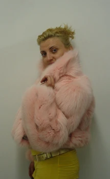 Full Skin Pink Fox Bolero Fur Jacket
