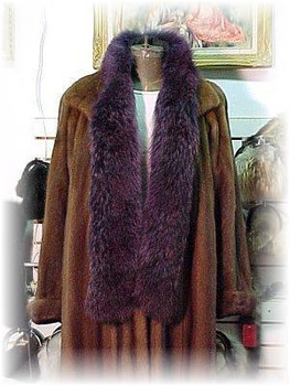 Full Skin Dyed Purple Coyote Fur Scarf