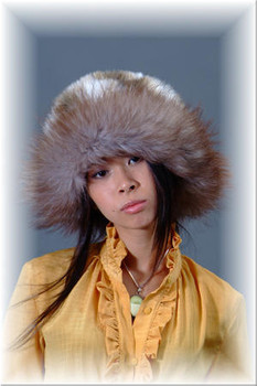 Faux Fur Hat w/ Real Brown Fox Fur Trim 1 Faux Fur Hat w/ Real Brown Fox Fur Trim 1
