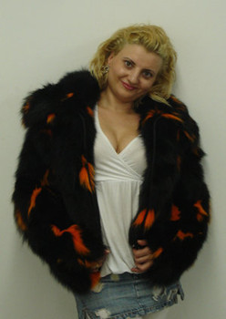 Shreared Black & Orange Fox Jacket with Zipper Shreared Black & Orange Fox Jacket with Zipper