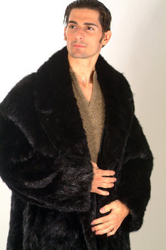 Shaved Black Mink Fur Coat for Men 54