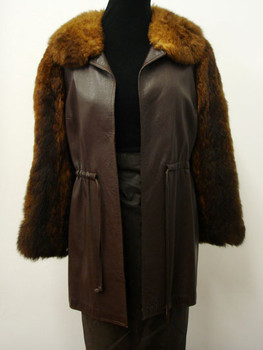 Vintage Brown Leather with oposum Trim