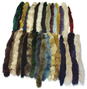 All Kinds of Strips in every color WHOLESALE  You'll find Tanuki, Fox, Coyote Strips Assorted Strip Colors of your choice These are Natural and dyed colors Approximately 25" Long Sold Separately Fox Trimmings Can Be Used For Collar, Cuffs, Or Hood Trimmings