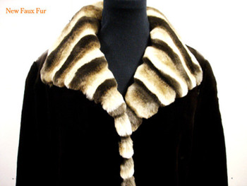 Faux Fur Brown Beaver With Brown Chinchilla Triming