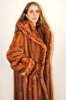 Natural Female Off White Cream Mink 49 Length Real Fur Coat Plus Size 14  16 18