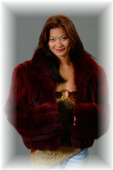 Burgundy Fox Bolero Fur Jacket with Fox Fur Collar Burgundy Fox Bolero Fur Jacket with Fox Fur Collar